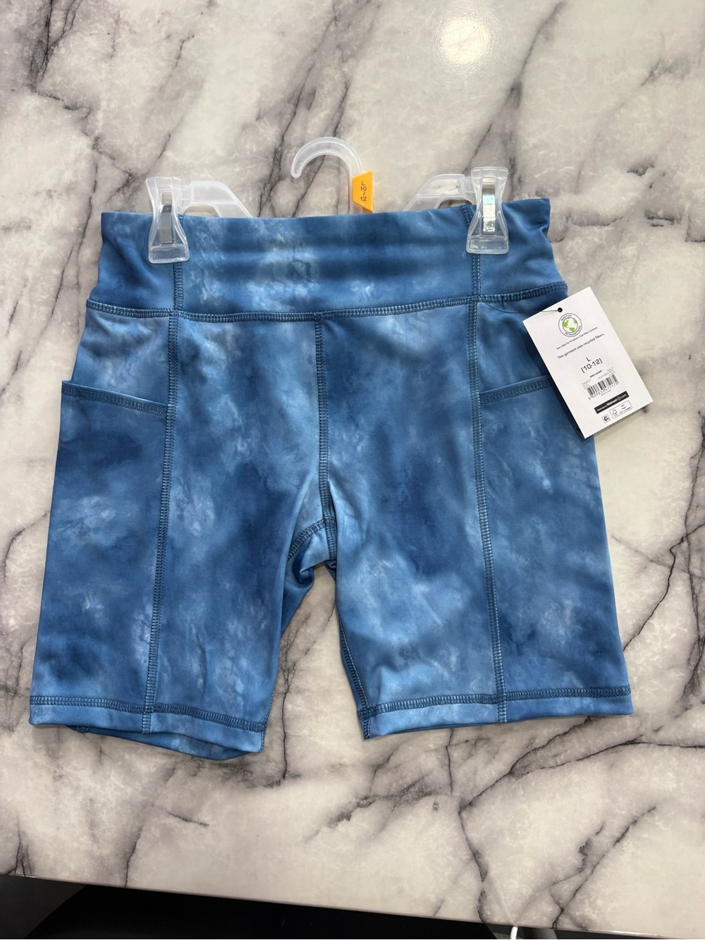 Athletic Works Blue Tie-Dye Bike Shorts with Side Pockets